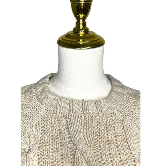 Show Me Your Mumu Women’s Small Clark Cable Knit Sweater White Truffle Crewneck - Picture 2 of 7